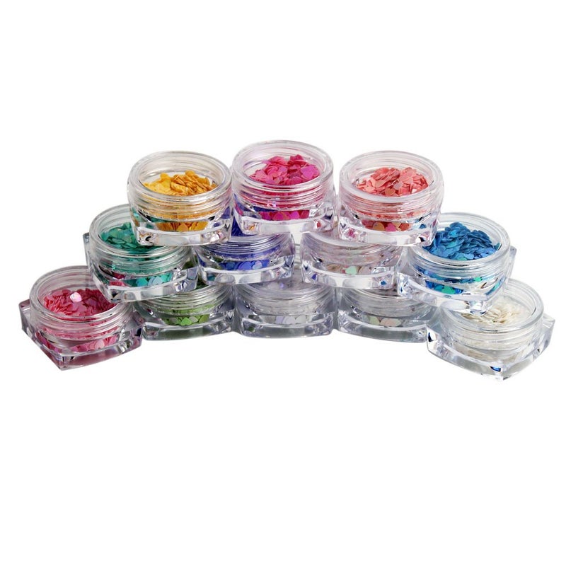 WOKOTO 12 Colors Heart-shaped Nail Art Glitter Sequins Holographic Laser Paillettes Mix Colors Sequins For Nail Art Decoration Eye Make Up Decoration - Image 2